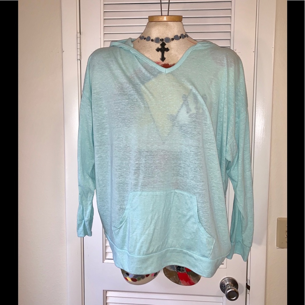 Derek Heart semi-sheer mint hoodie